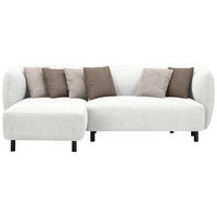 ECKSOFA in Chenille Weiss  - Sandfarben/Weiss, Design, Holz/Textil (148/236cm) - Lomoco