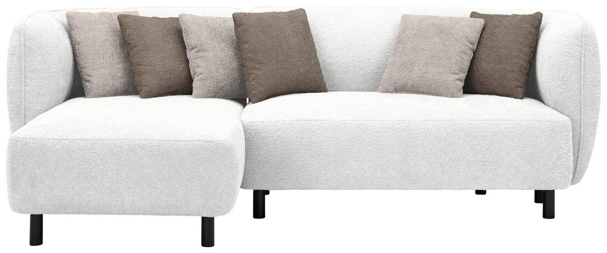 ECKSOFA in Chenille Weiss  - Sandfarben/Weiss, Design, Holz/Textil (148/236cm) - Lomoco