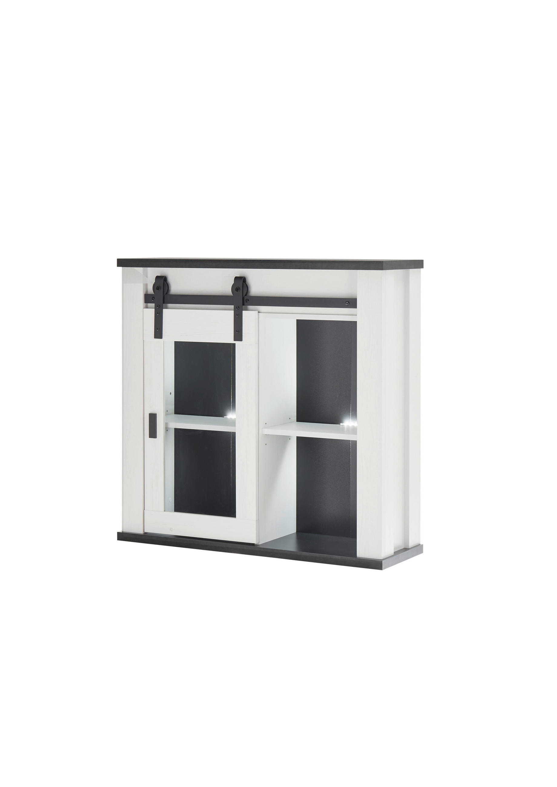 KÜCHENOBERSCHRANK 93/90/31 cm  in Anthrazit, Weiß  - Anthrazit/Schwarz, Trend, Glas/Holzwerkstoff (93/90/31cm) - MID.YOU
