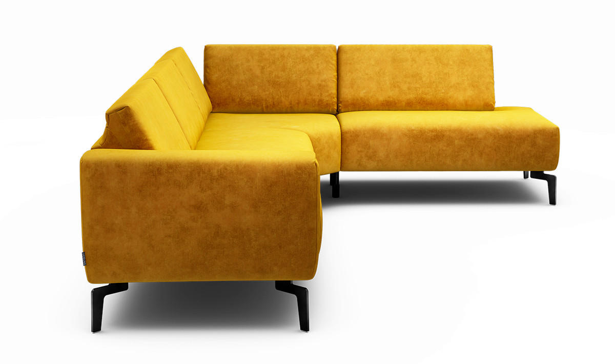 ECKSOFA in Samt Gelb  296/213 cm  - Gelb/Schwarz, Design, Textil/Metall (296/213cm) - SENSOO