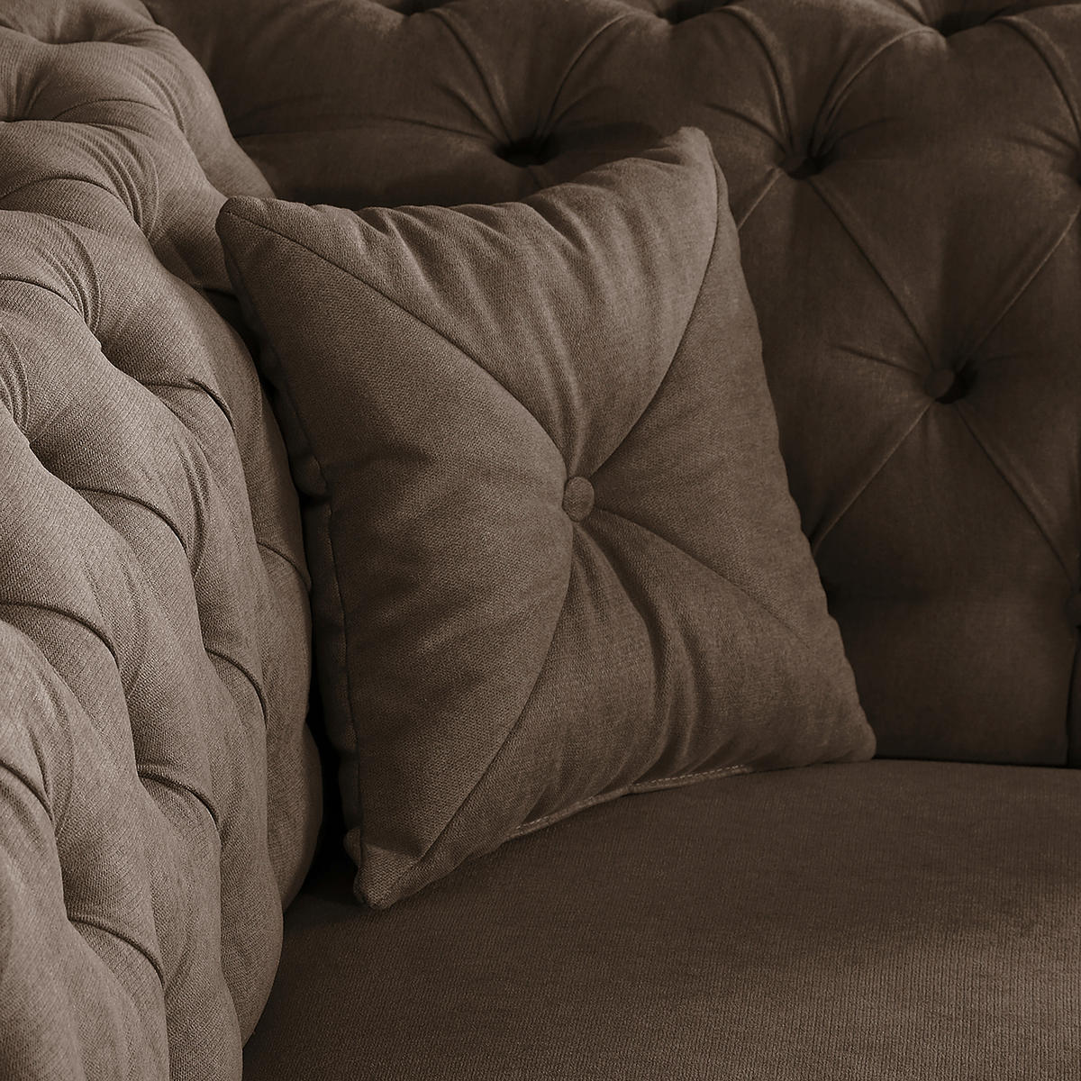 3-SITZER-SOFA Mikrofaser Graubraun  - Graubraun/Braun, Design, Holz/Textil (232/79/97cm) - Livetastic