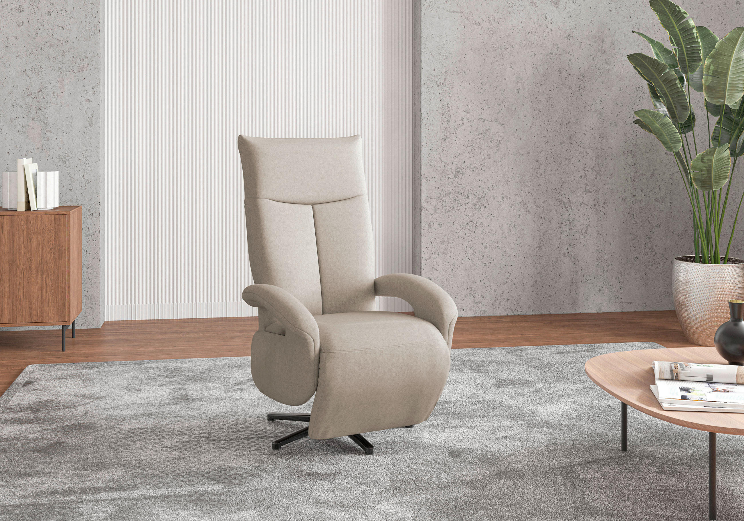 SESSEL in Flachgewebe Taupe  - Taupe/Schwarz, KONVENTIONELL, Textil/Metall (74/112/82cm) - Sit & More