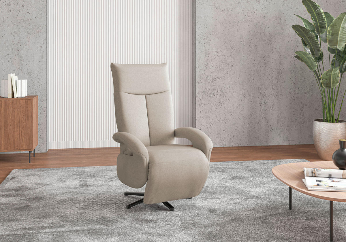 SESSEL in Flachgewebe Taupe  - Taupe/Schwarz, Konventionell, Textil/Metall (74/112/82cm) - Sit & More
