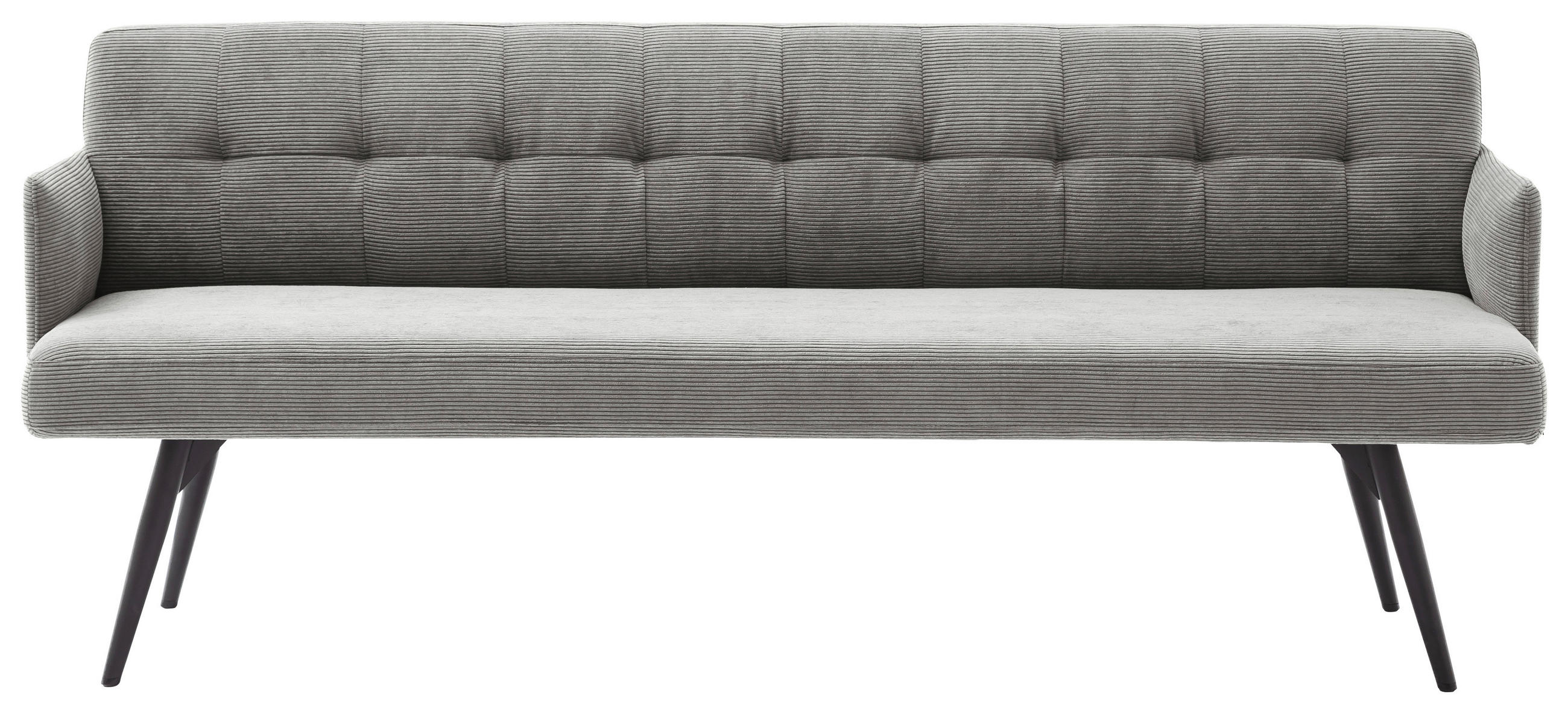 SITZBANK 206/85/69 cm Cord Grau Metall  - Schwarz/Grau, Design, Textil/Metall (206/85/69cm) - Johann Jakob