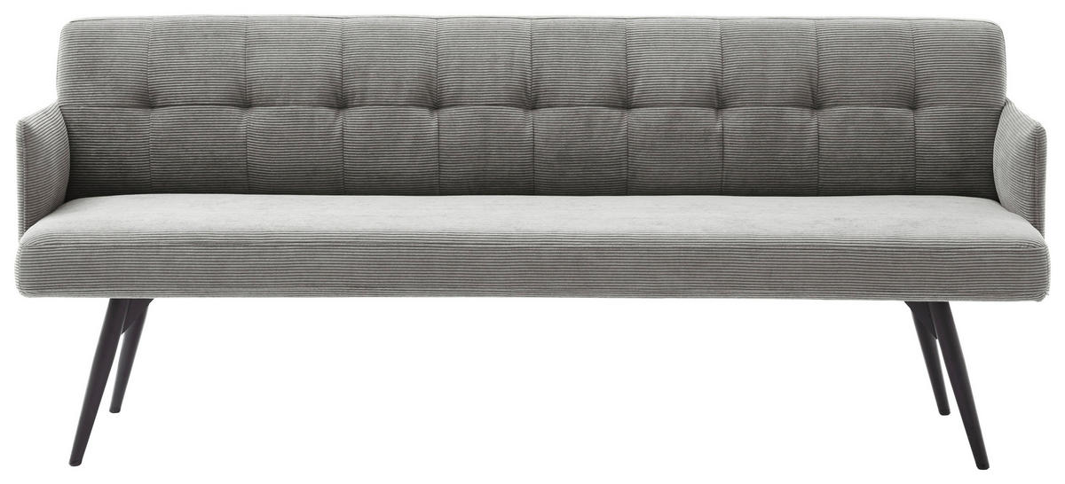SITZBANK 206/85/69 cm Cord Grau Metall  - Schwarz/Grau, Design, Textil/Metall (206/85/69cm) - Johann Jakob