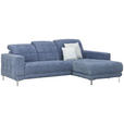 ECKSOFA in Webstoff Blau  - Chromfarben/Blau, Design, Textil/Metall (260/187cm) - Xora