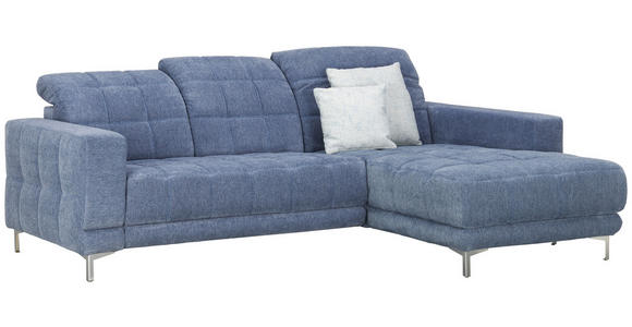 ECKSOFA in Webstoff Blau  - Chromfarben/Blau, Design, Textil/Metall (260/187cm) - Xora