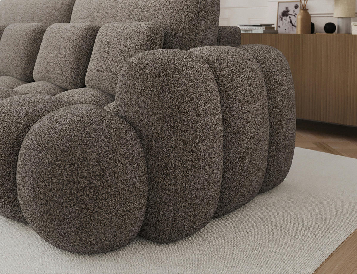 SCHLAFSOFA Bouclé Braun  - Schwarz/Braun, Design, Kunststoff/Textil (256/105/119cm) - MID.YOU