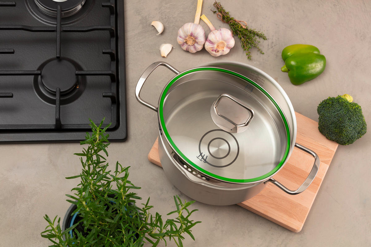 Oală Pentru Carne 5,5 L  - culoare inox, Design, sticlă/metal (24cm) - Chefkoch+Fackelmann