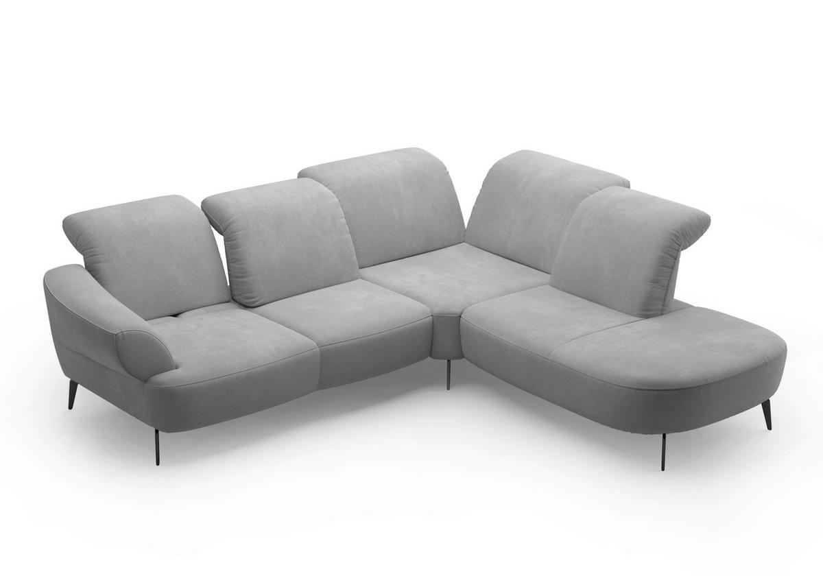 ECKSOFA in Flachgewebe Grau  302/270 cm  - Schwarz/Grau, MODERN, Textil/Metall (302/270cm) - Sit & More