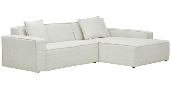 ECKSOFA in Chenille Creme 280/188 cm - Creme/Schwarz, KONVENTIONELL, Kunststoff/Textil (280/188cm) - Carryhome