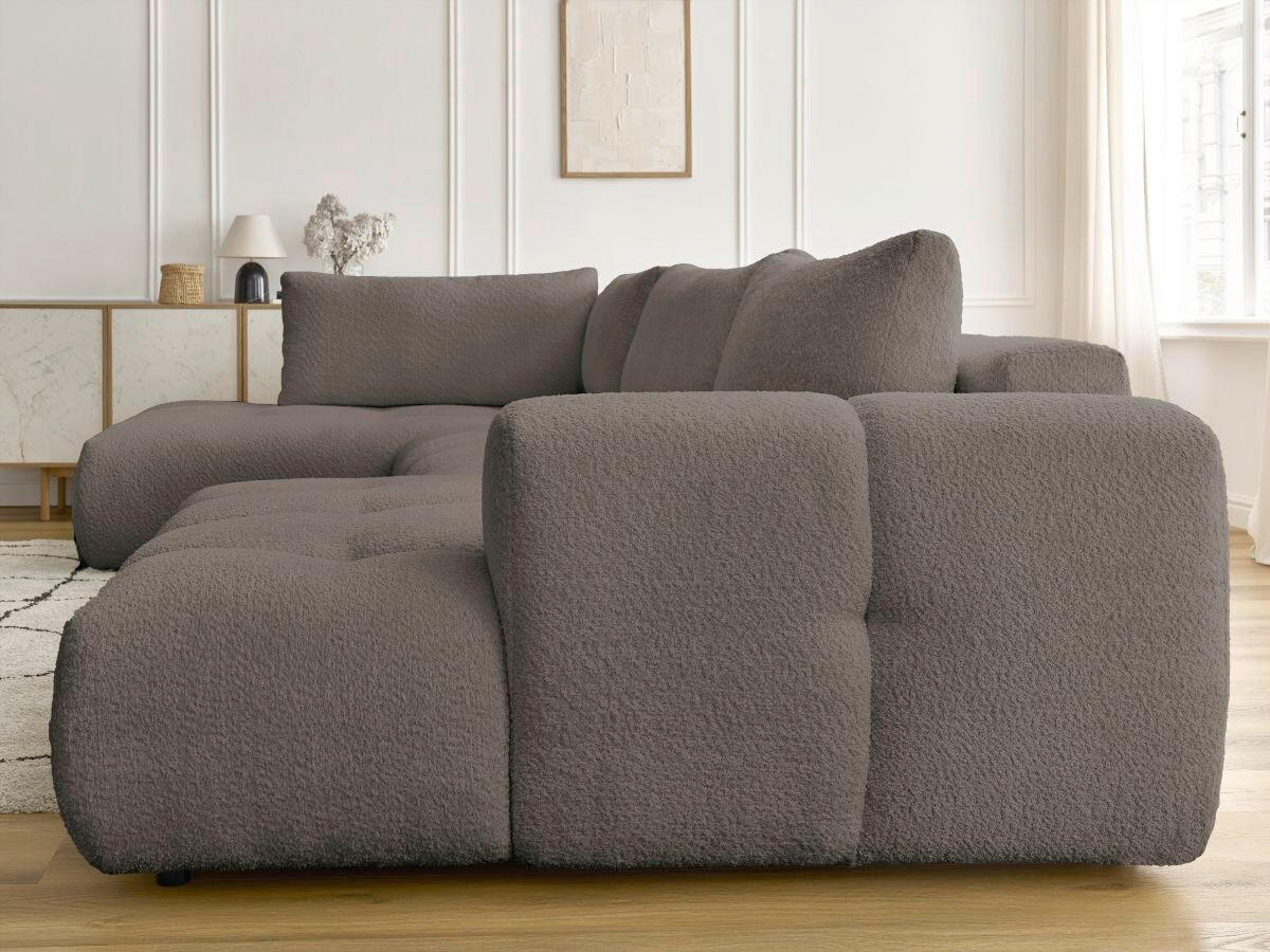 WOHNLANDSCHAFT  FUJI  Taupe Bouclé  - Taupe/Schwarz, MODERN, Kunststoff/Textil (204/377/160cm)