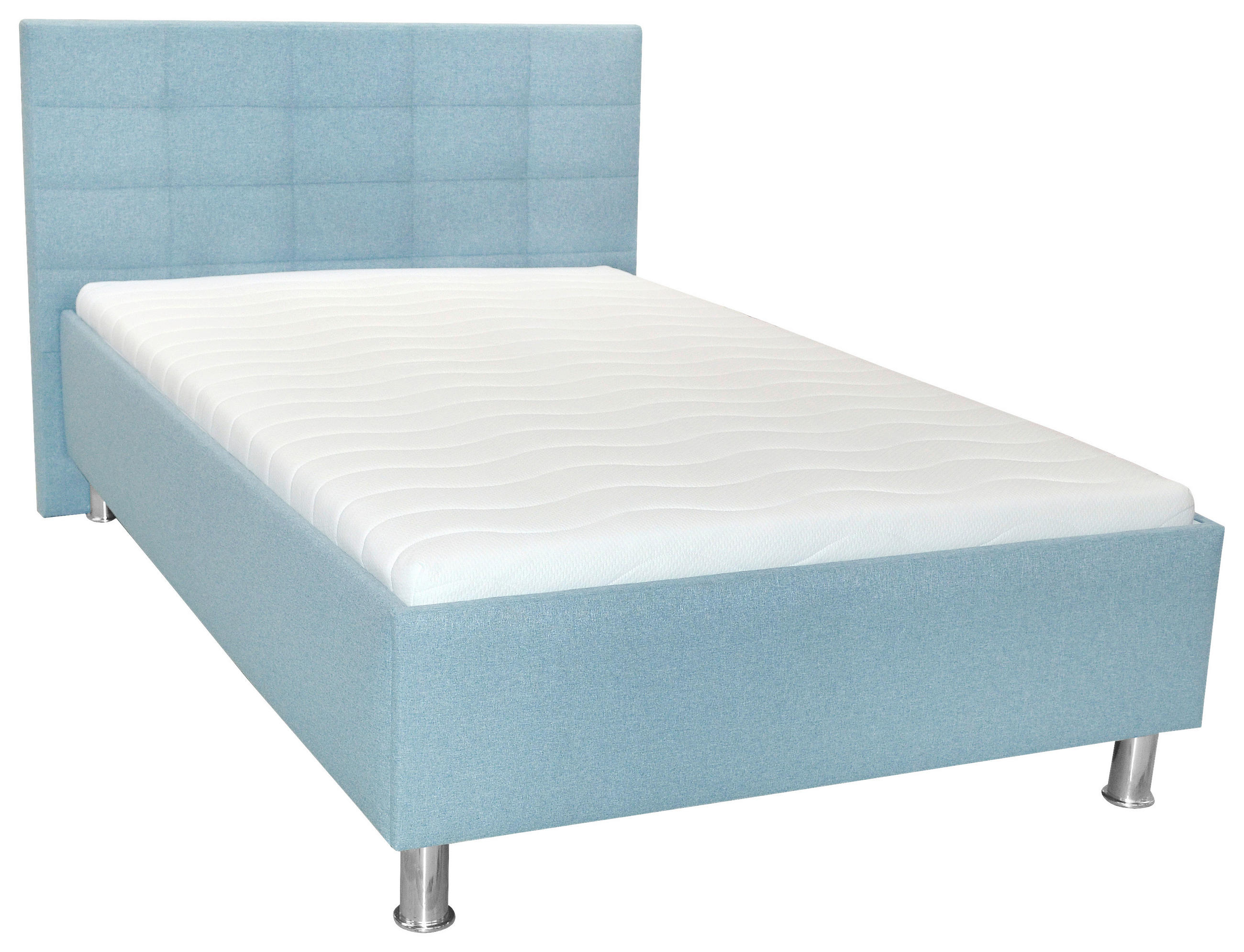 POLSTERBETT 120/200 cm,  in Blau,  - Chromfarben/Blau, Basics, Textil/Metall (120/200cm) - Xora