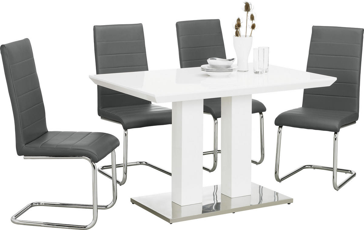 MASĂ din metal, material pe bază de lemn 120/80/76 cm   - alb/culoare inox, Design, metal/material pe bază de lemn (120/80/76cm) - Xora