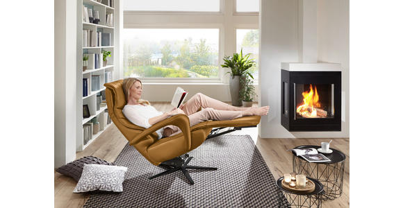 RELAXSESSEL in Leder Currygelb - Currygelb/Schwarz, Design, Leder/Metall (75/106/88cm) - Dieter Knoll