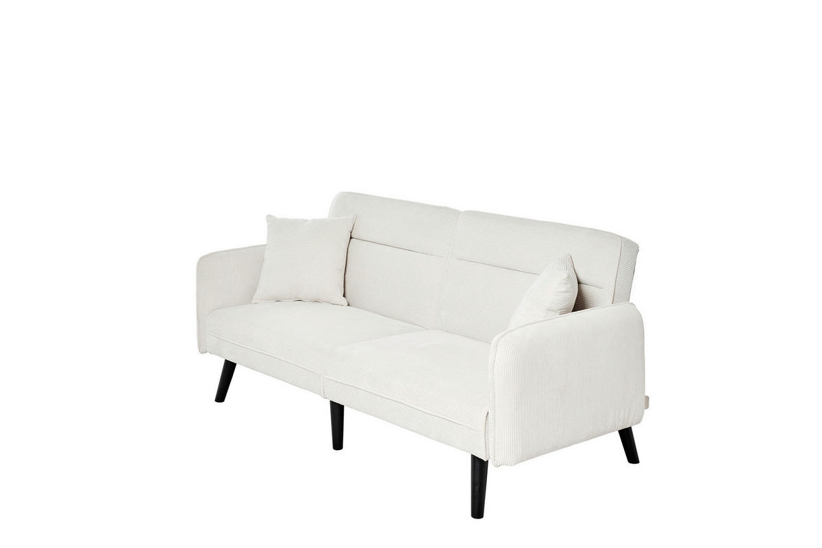 SCHLAFSOFA Cord Elfenbein  - Elfenbein/Champagner, MODERN, Holz/Textil (191/83/84cm) - Livetastic