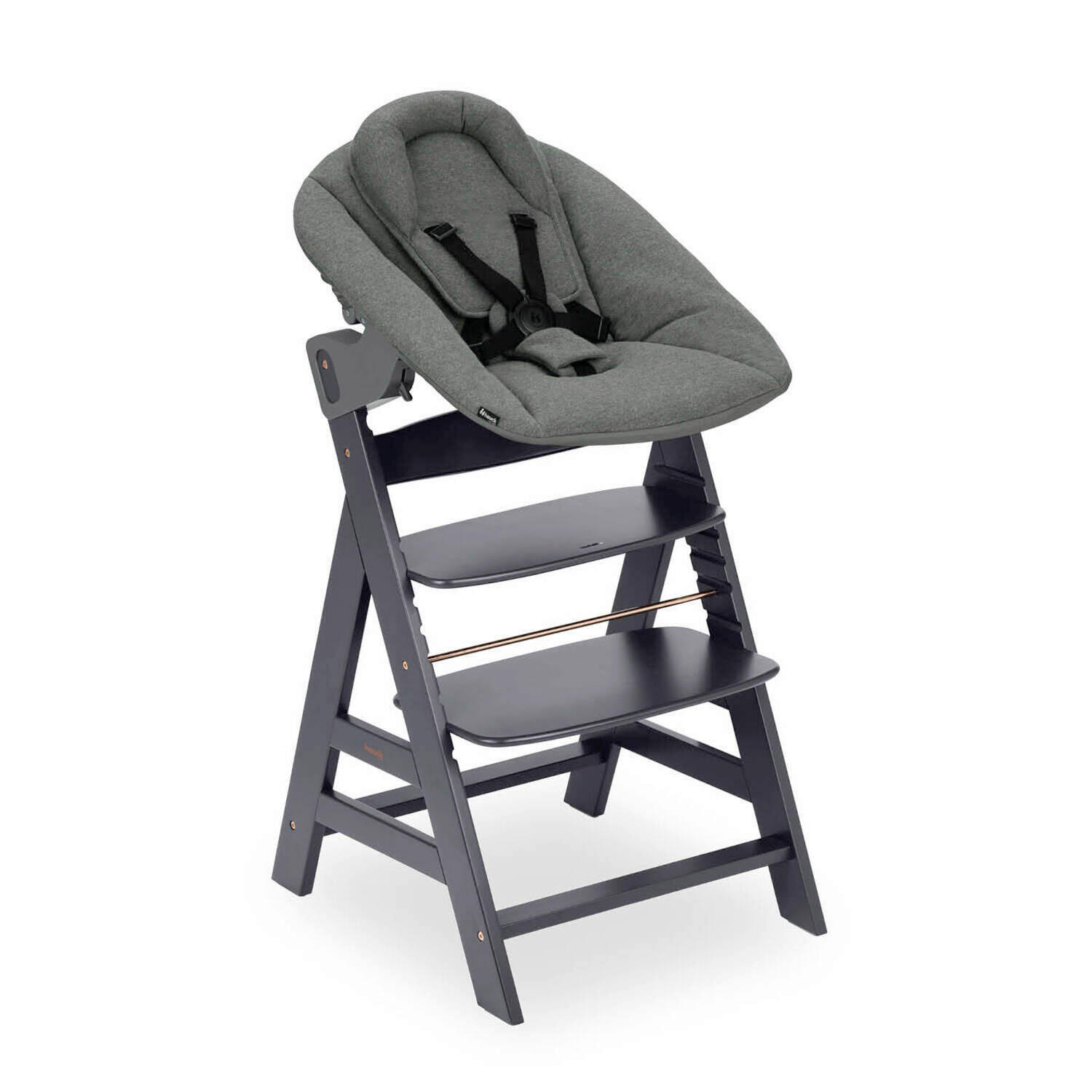 HOCHSTUHL-SET Alpha Newborn Set Anthrazit Grey  - Anthrazit, Basics, Holz/Textil (65/93,5/49cm) - Hauck