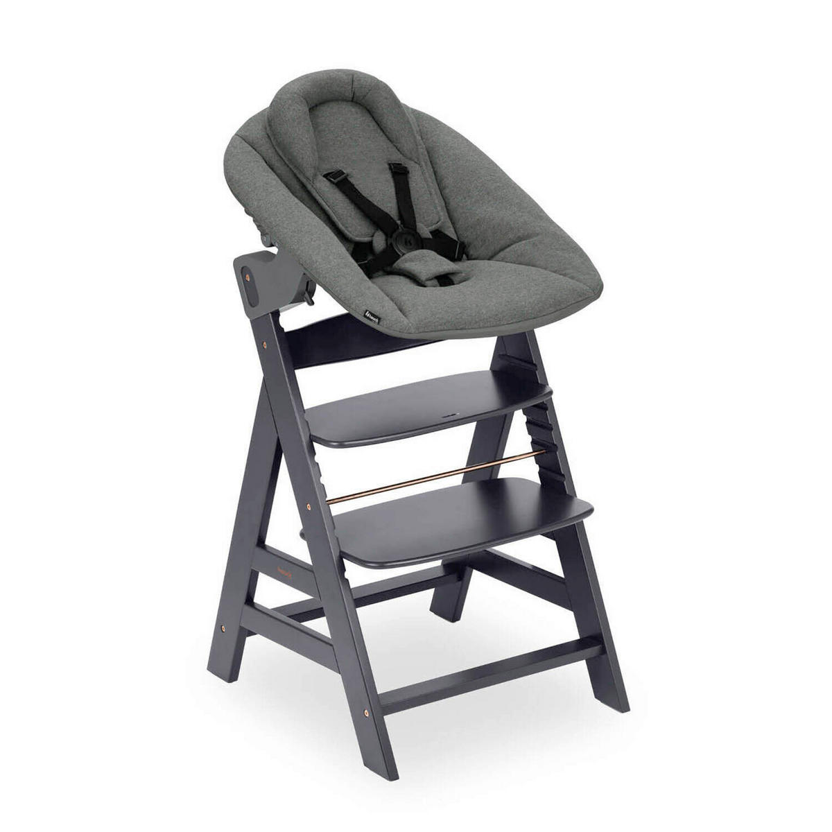 HOCHSTUHL-SET Alpha Newborn Set Anthrazit Grey  - Anthrazit, Basics, Holz/Textil (65/93,5/49cm) - Hauck