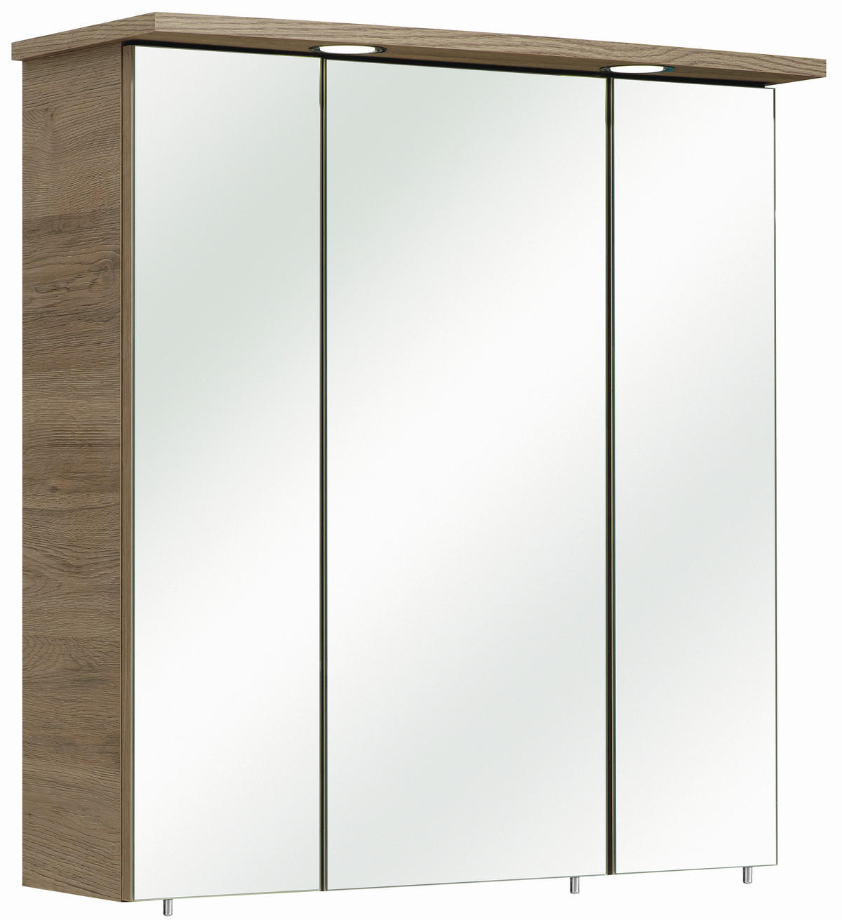 SPIEGELSCHRANK 65/72/20 cm  - Eichefarben/Silberfarben, Basics, Glas/Holzwerkstoff (65/72/20cm) - Carryhome