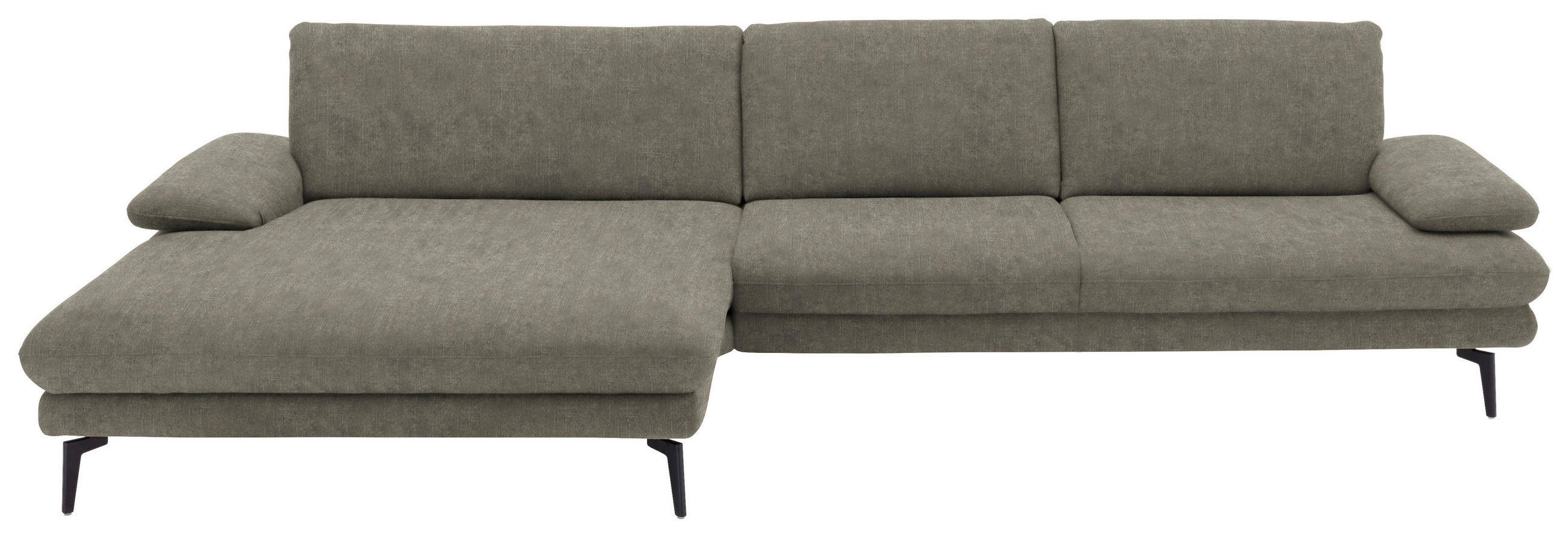 ECKSOFA in Velours Grau  - Schwarz/Grau, Design, Textil/Metall (180/310cm) - Dieter Knoll