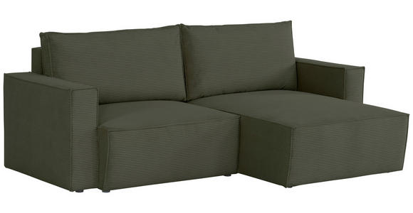 ECKSOFA in Feincord Olivgrün - Schwarz/Olivgrün, KONVENTIONELL, Kunststoff/Textil (242/151cm) - Carryhome