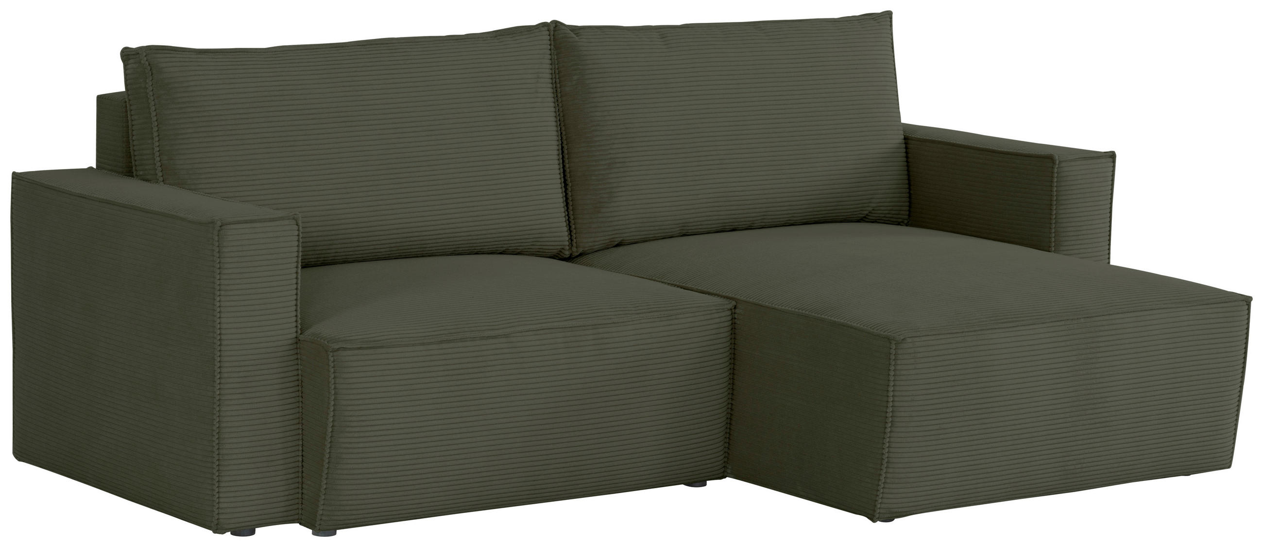 ECKSOFA Olivgrün Feincord  - Schwarz/Olivgrün, KONVENTIONELL, Kunststoff/Textil (242/151cm) - Carryhome