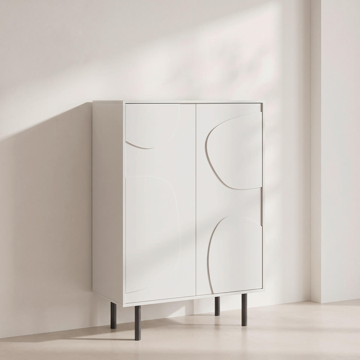 KOMMODE Cadiz, 85/135/40 cm,  - Grauweiß/Schwarz, Design, Holz/Metall (85/135/40cm) - Livetastic