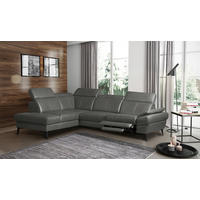 ECKSOFA  in Lederlook Echtleder Anthrazit  211/264 cm  - Anthrazit/Schwarz, Design, Leder/Textil (211/264cm) - Livetastic