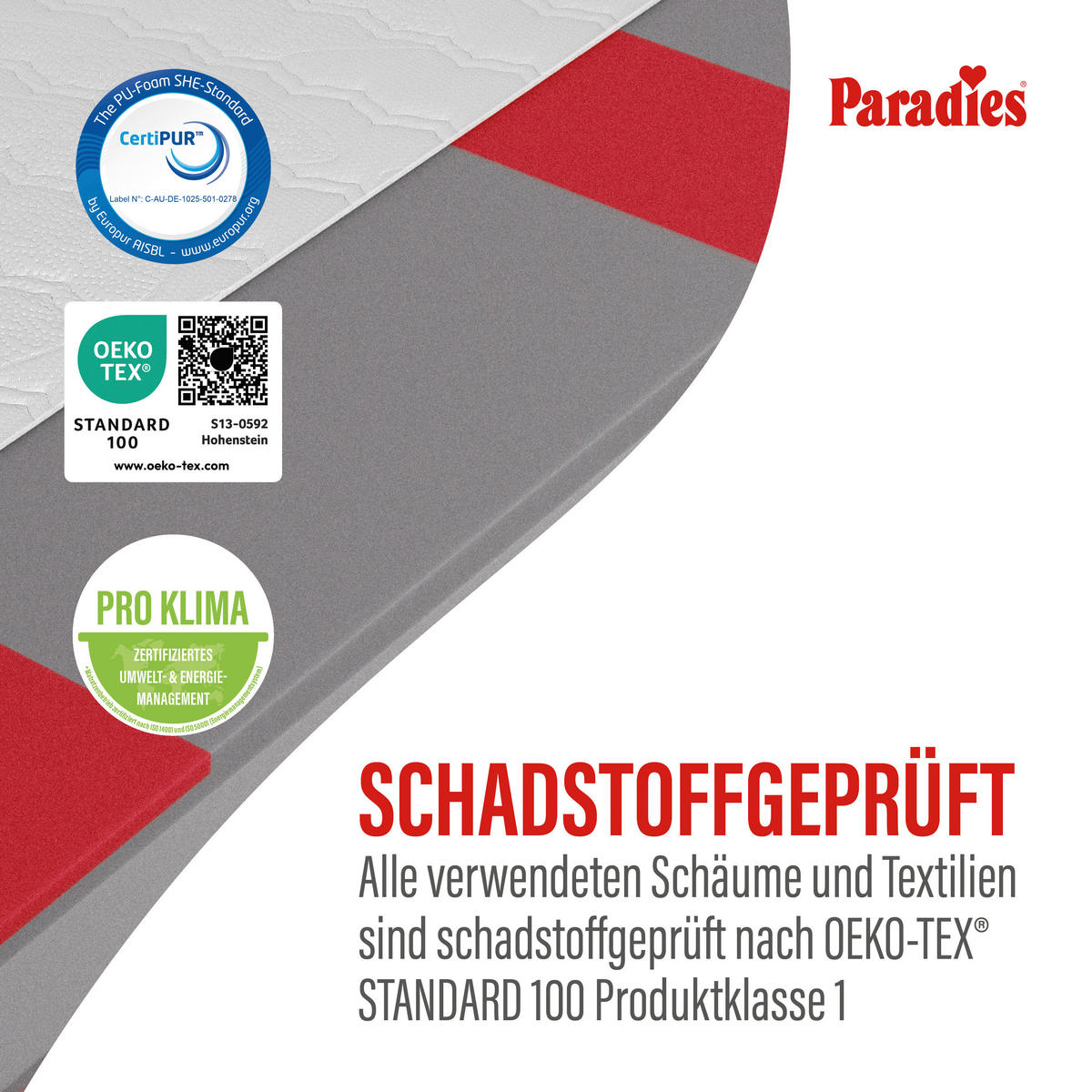 TASCHENFEDERKERNMATRATZE 160/200 cm, Höhe ca.: 22 cm, H3 = fest, 7-Zonen - Weiß, KONVENTIONELL, Textil (160/200cm) - Paradies