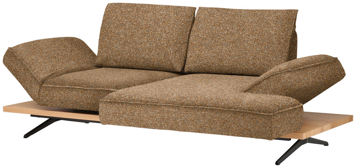 ECKSOFA Chenille Cognac  - Cognac/Schwarz, Design, Holz/Textil (240/132cm) - Koinor