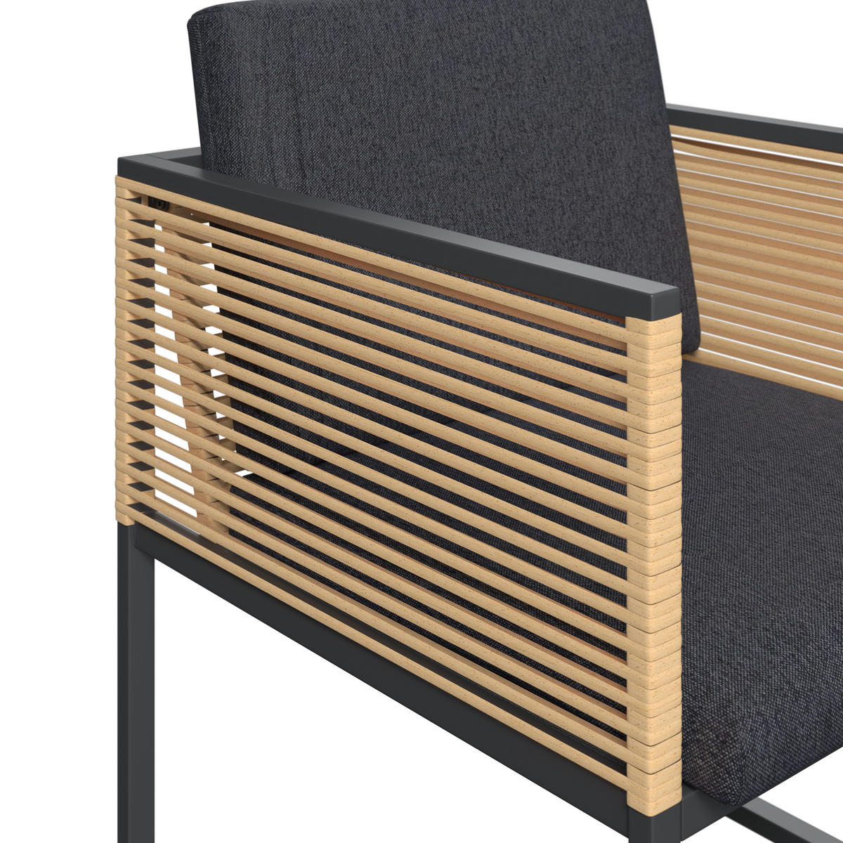 BALKONSET  3-teilig  - Dunkelgrau/Anthrazit, MODERN, Kunststoff/Textil (69,5/74/70cm) - Ambia Garden