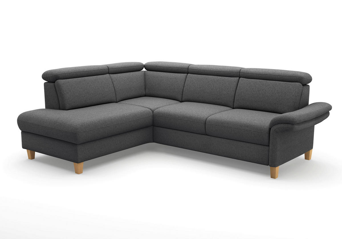 ECKSOFA GLENDALE E in Flachgewebe Dunkelgrau  193/247 cm  - Eichefarben/Dunkelgrau, KONVENTIONELL, Holz/Textil (193/247cm) - Sit & More