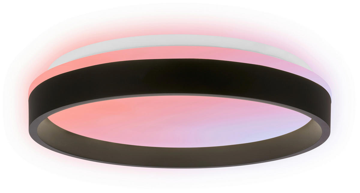 LED-DECKENLEUCHTE Aurie Glow 39/8 cm   - Schwarz, KONVENTIONELL, Kunststoff (39/8cm) - Briloner