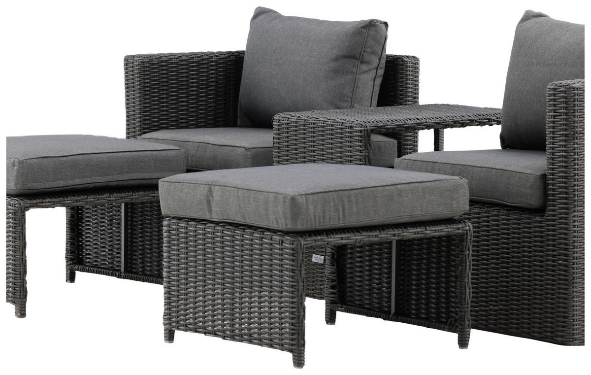 GARTENSET Stahl  - Schwarz/Grau, KONVENTIONELL, Kunststoff/Metall - Gardenson