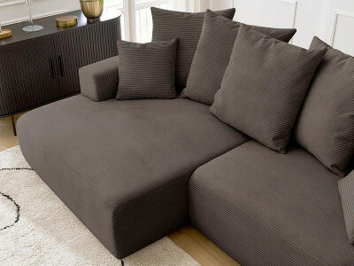 ECKSOFA Ottomane links  ATILLA Taupe Cord  - Taupe/Schwarz, MODERN, Kunststoff/Textil (149/244cm)