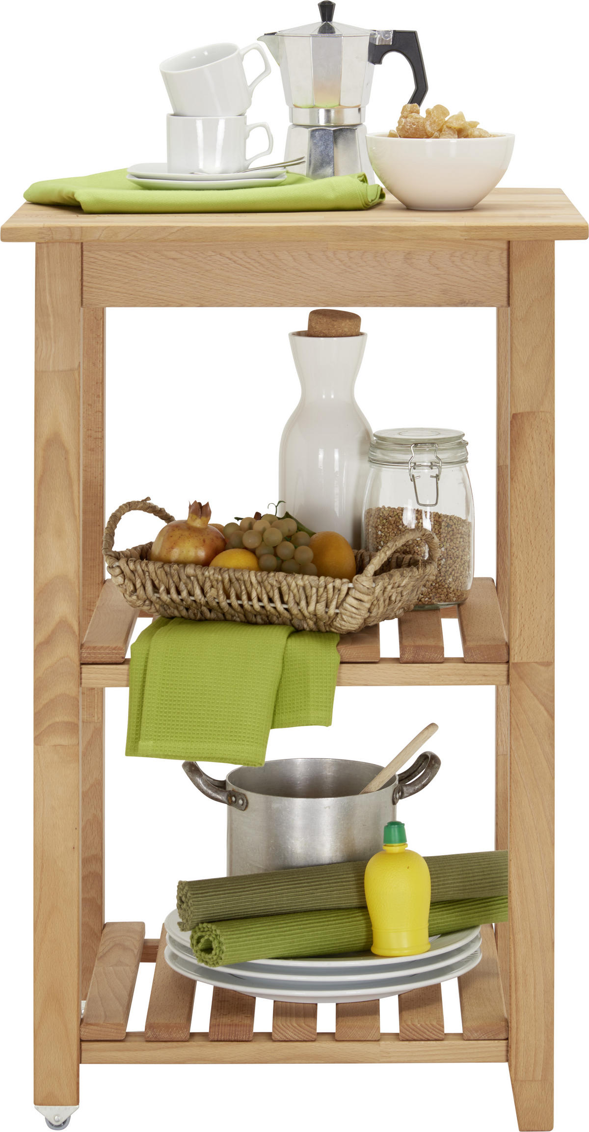 SERVIERWAGEN Buche massiv Buchefarben  - Buchefarben, Trend, Holz/Kunststoff (53/85/46cm) - Carryhome