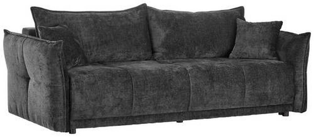 BOXSPRINGSOFA  mit Stoffauswahl, Liegefunktion, Schlafen auf Sitzhöhe, Rücken echt Chenille Dunkelgrau  - Dunkelgrau/Schwarz, MODERN, Kunststoff/Textil (235/95/108cm) - Hom`in