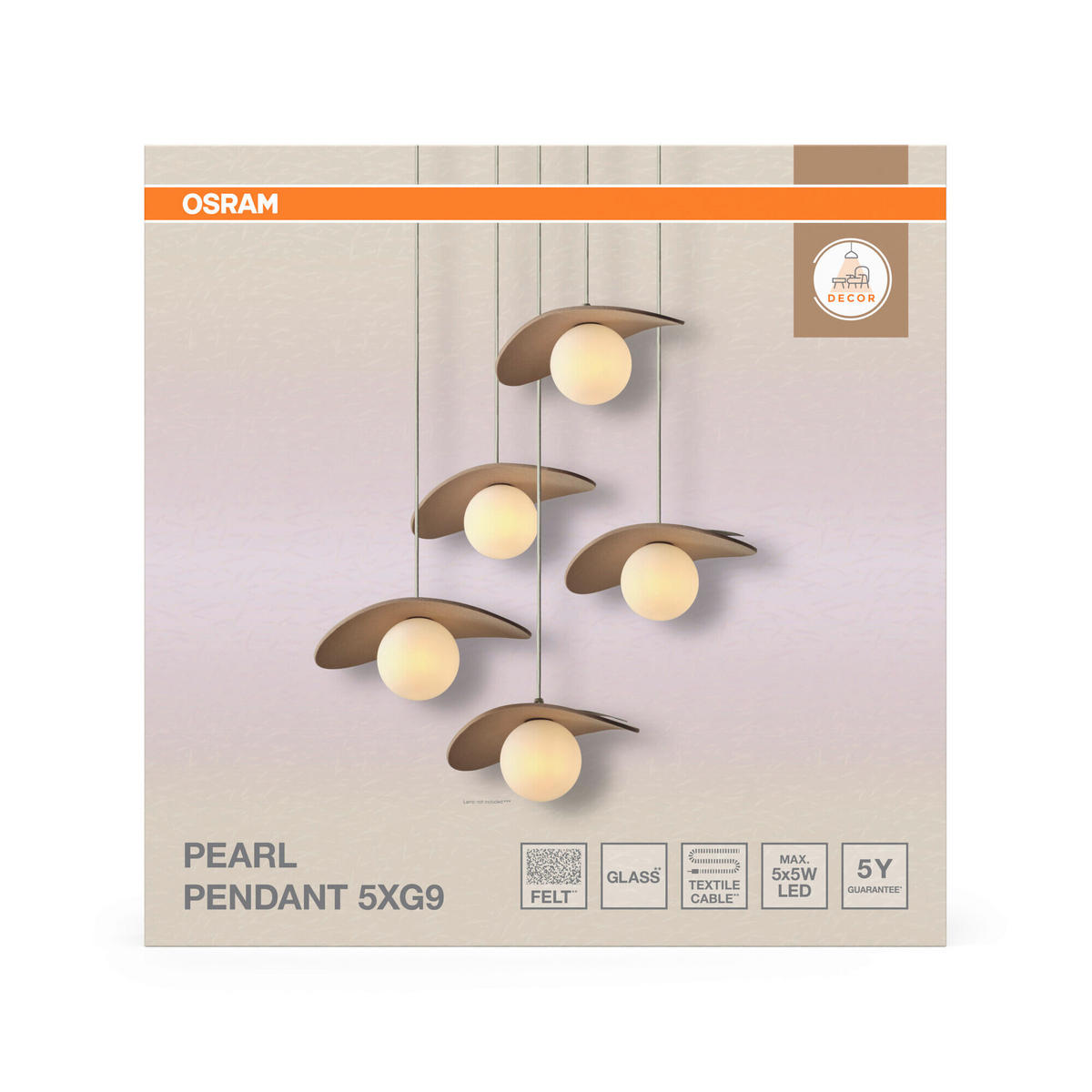 HÄNGELEUCHTE 50/50/150 cm  - Beige, Design, Glas/Textil (50/50/150cm) - Osram