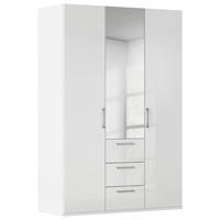 DREHTÜRENSCHRANK 151/223/61 cm,  in Weiß, Weiß Hochglanz, 3-türig  - Edelstahlfarben/Weiß Hochglanz, Basics, Glas/Holzwerkstoff (151/223/61cm) - Novel