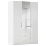DREHTÜRENSCHRANK 151/223/61 cm,  in Weiß, Weiß Hochglanz, 3-türig  - Edelstahlfarben/Weiß Hochglanz, Basics, Glas/Holzwerkstoff (151/223/61cm) - Novel