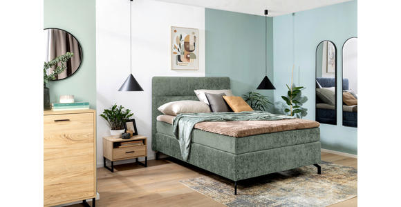 BOXSPRINGBETT 140/200 cm in Mintgrün - Schwarz/Mintgrün, Design, Textil/Metall (140/200cm) - Esposa