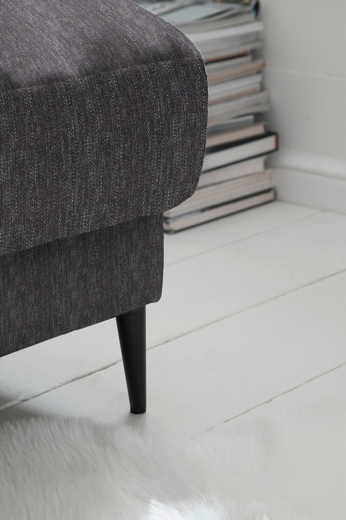 ECKSOFA in Flachgewebe Grau  - Schwarz/Grau, Design, Textil/Metall (296/207cm) - Dieter Knoll