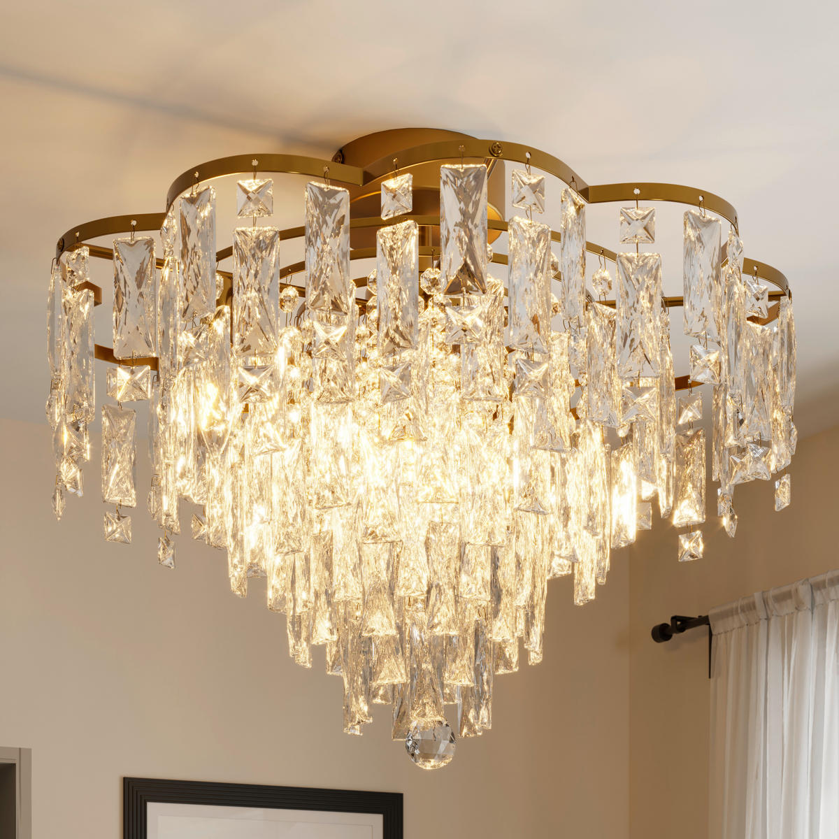 DECKENLEUCHTE Aurelie 50/41 cm   - Klar/Goldfarben, Design, Glas/Metall (50/41cm) - Glandor
