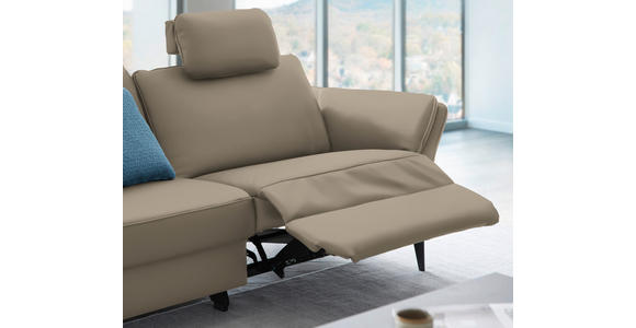 3-SITZER-SOFA in Leder Greige  - Greige/Schwarz, Design, Leder/Metall (190/84/99cm) - Dieter Knoll