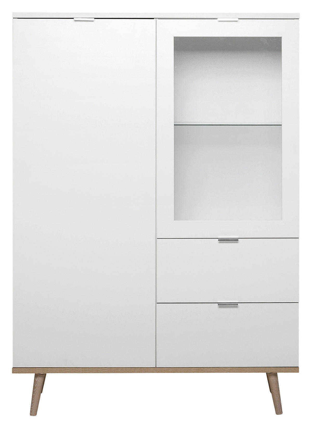 HIGHBOARD 100/140/40 cm  - Weiss/Eichefarben, Konventionell, Glas/Holz (100/140/40cm) - MID.YOU