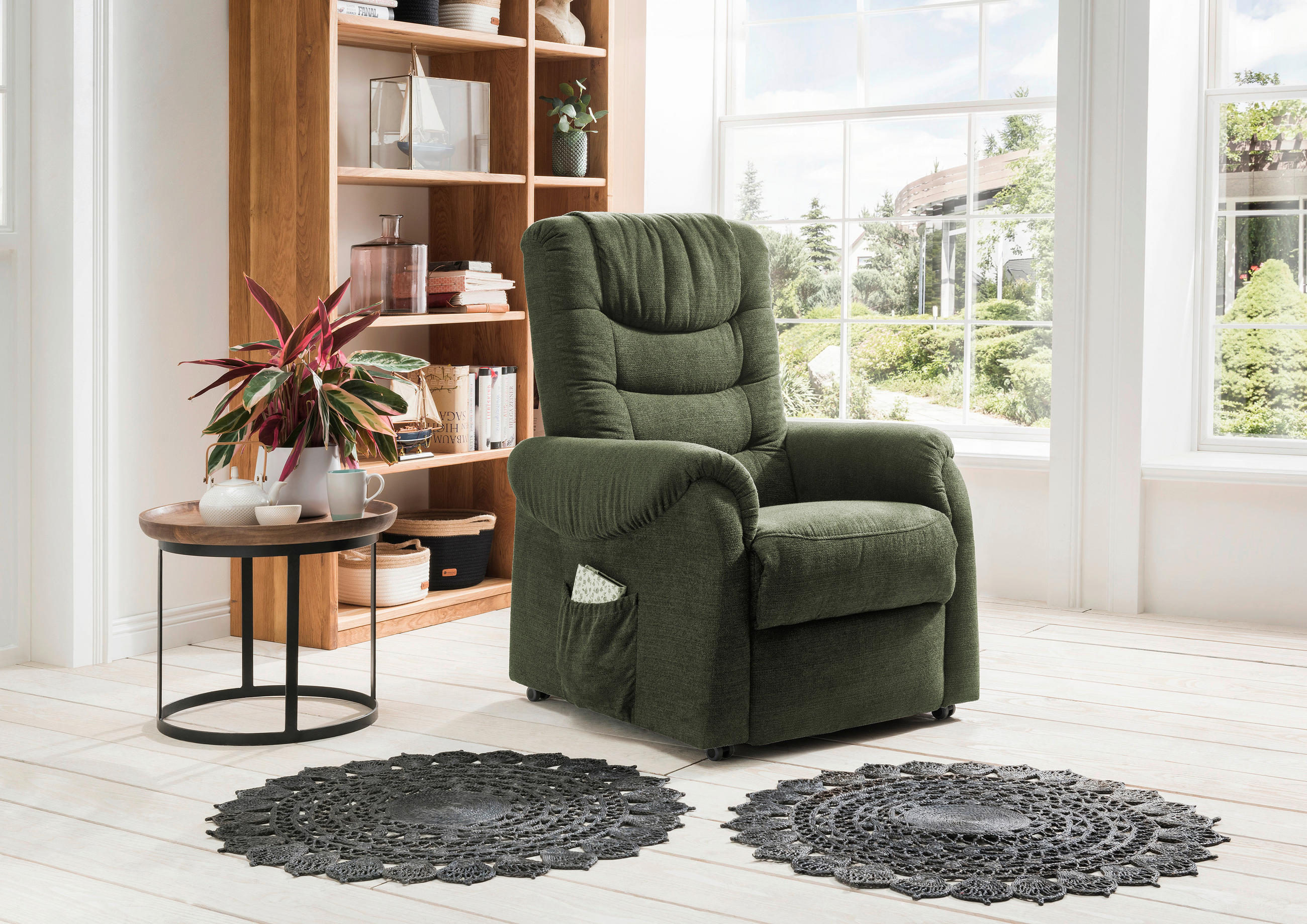 FERNSEHSESSEL Struktur Dunkelgrün  - Dunkelgrün/Schwarz, Design, Kunststoff/Textil (76/106/94cm) - Livetastic