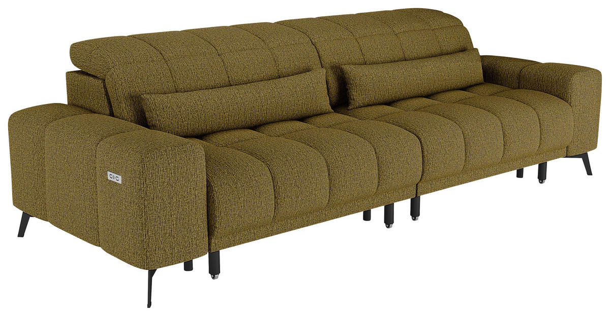 BIGSOFA Chenille Olivgrün  - Schwarz/Olivgrün, MODERN, Textil/Metall (300/112/121cm) - Xora