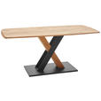 ESSTISCH Balkeneiche massiv bootsförmig Schwarz, Eichefarben  - Eichefarben/Schwarz, Natur, Holz/Metall (180/90/77cm) - Valnatura