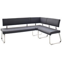 ECKBANK  in Schwarz, Edelstahlfarben  - Edelstahlfarben/Schwarz, Design, Textil/Metall (200cm) - Livetastic