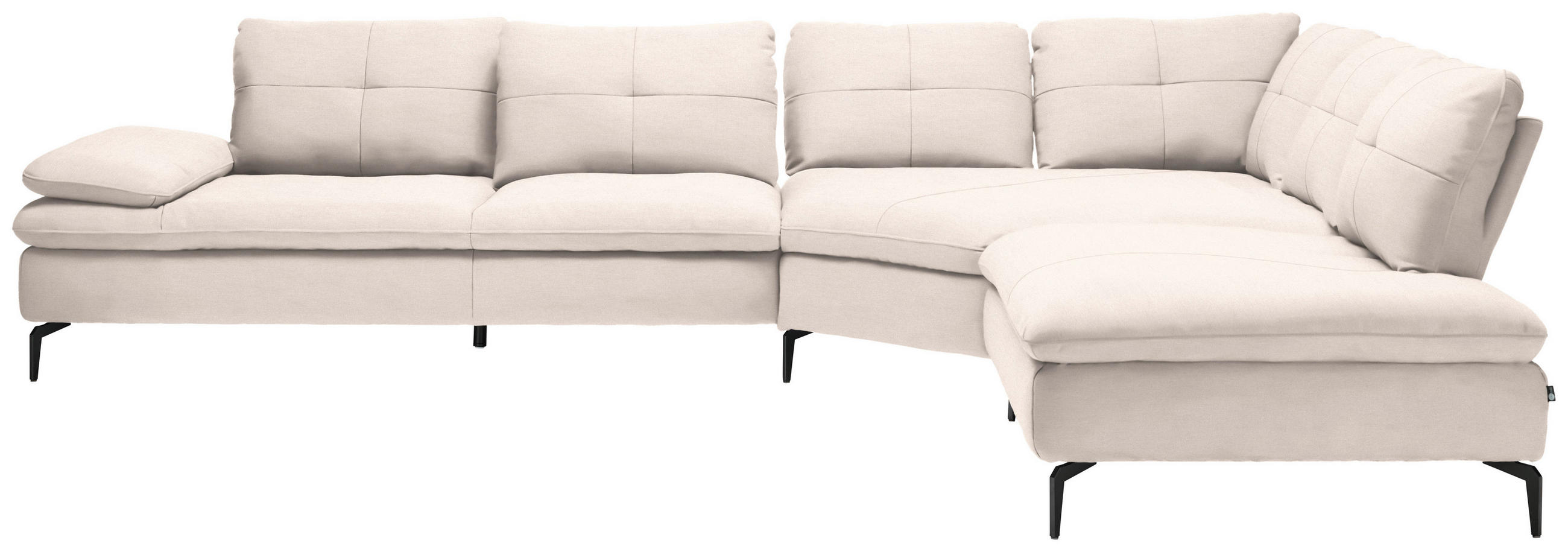 ECKSOFA in Flachgewebe Creme  - Creme/Schwarz, Design, Textil/Metall (344/271cm) - Chilliano